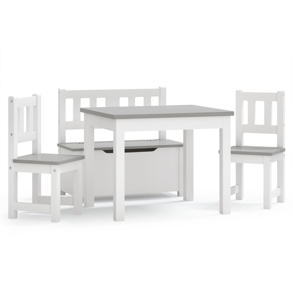 Set Tavolo e Sedie per Bambini 4 Pezzi Bianco e Grigio in MDFcod mxl 105686