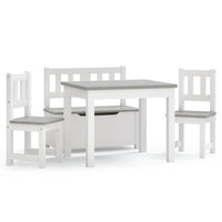 Set Tavolo e Sedie per Bambini 4 Pezzi Bianco e Grigio in MDFcod mxl 105686