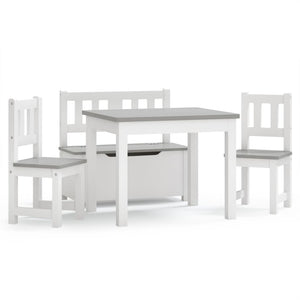 Set Tavolo e Sedie per Bambini 4 Pezzi Bianco e Grigio in MDFcod mxl 105686