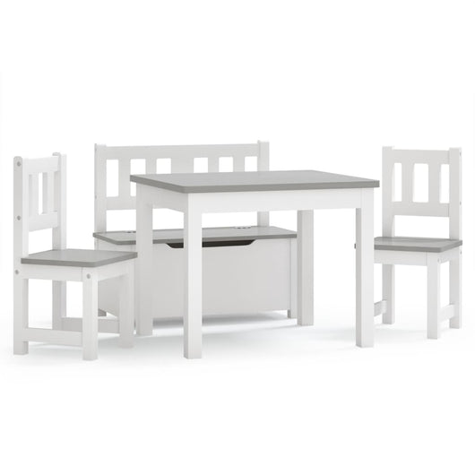 Set Tavolo e Sedie per Bambini 4 Pezzi Bianco e Grigio in MDFcod mxl 105686