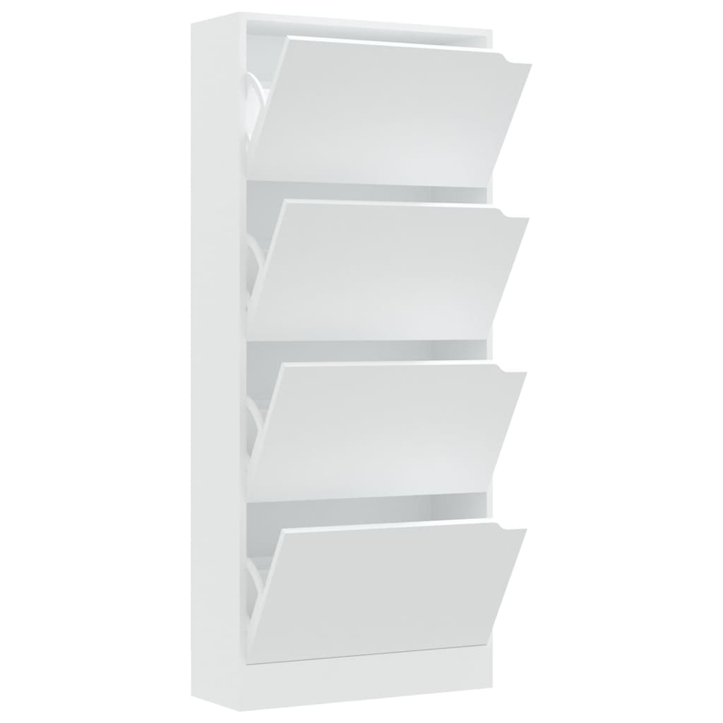 Scarpiera con 4 Ante Bianca 59x24x136 cm in Legno Multistrato 338131