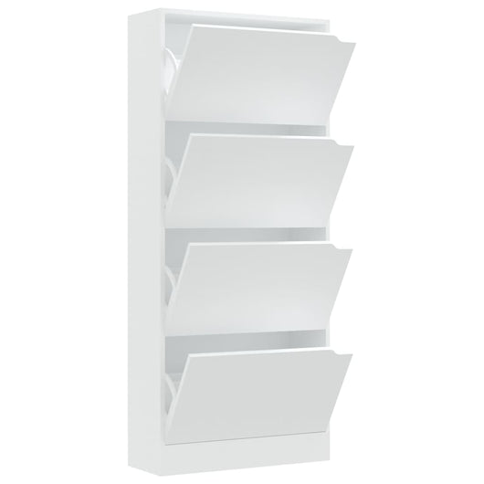 Scarpiera con 4 Ante Bianca 59x24x136 cm in Legno Multistrato 338131