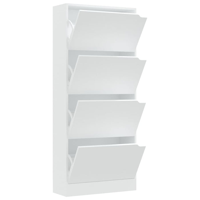 Scarpiera con 4 Ante Bianca 59x24x136 cm in Legno Multistrato 338131