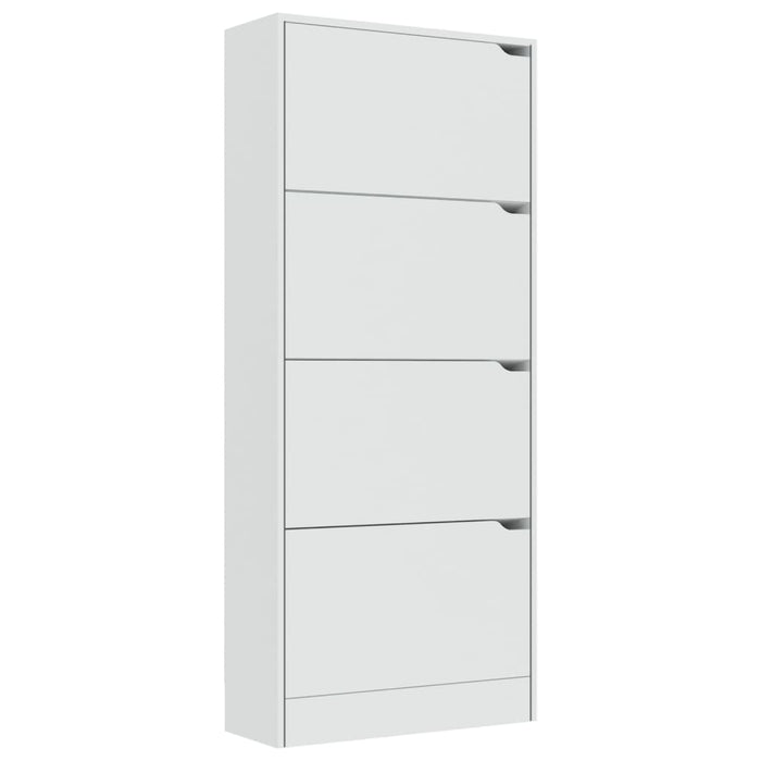 Scarpiera con 4 Ante Bianca 59x24x136 cm in Legno Multistrato 338131