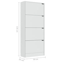Scarpiera con 4 Ante Bianca 59x24x136 cm in Legno Multistrato 338131