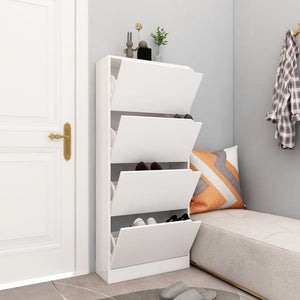 Scarpiera con 4 Ante Bianca 59x24x136 cm in Legno Multistrato 338131