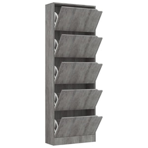 Scarpiera con 5 Ante Cemento 59x24x167 cm in Legno Multistrato 338140