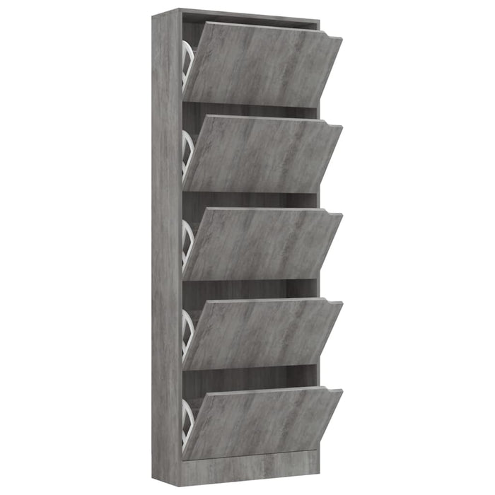 Scarpiera con 5 Ante Cemento 59x24x167 cm in Legno Multistrato 338140