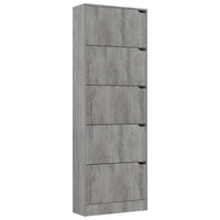 Scarpiera con 5 Ante Cemento 59x24x167 cm in Legno Multistrato 338140