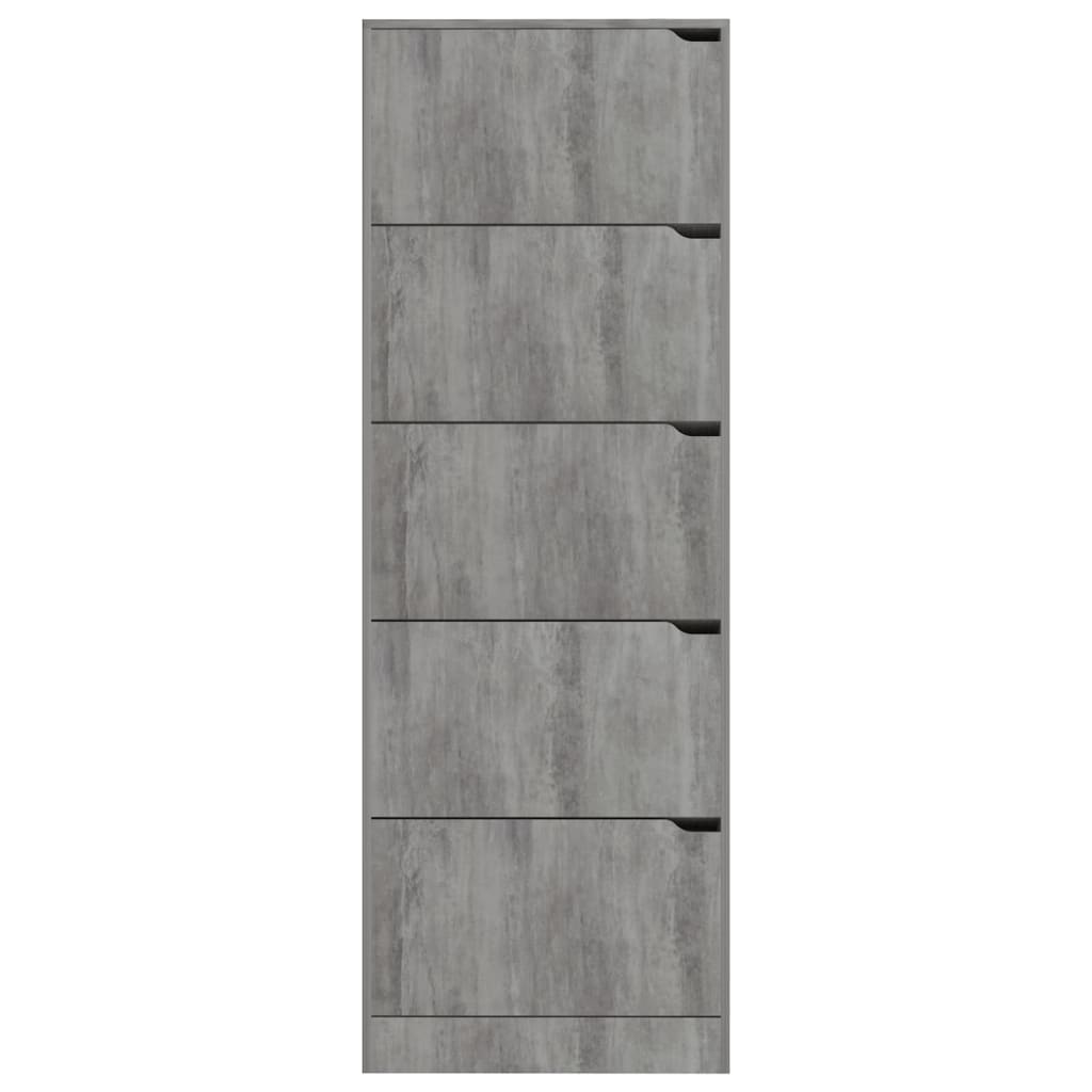 Scarpiera con 5 Ante Cemento 59x24x167 cm in Legno Multistrato 338140