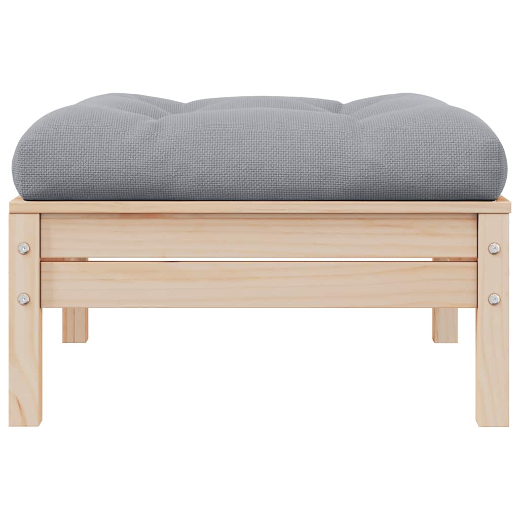 Sgabello da Giardino con Cuscino Grigio in Massello di Pino cod mxl 73488