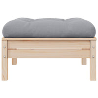 Sgabello da Giardino con Cuscino Grigio in Massello di Pino cod mxl 73488