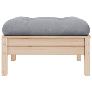 Sgabello da Giardino con Cuscino Grigio in Massello di Pino cod mxl 73488