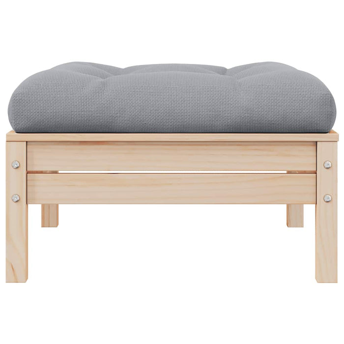 Sgabello da Giardino con Cuscino Grigio in Massello di Pino cod mxl 73488