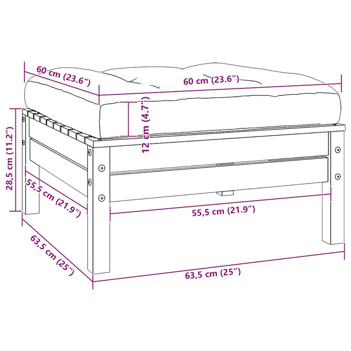 Sgabello da Giardino con Cuscino Grigio in Massello di Pino cod mxl 73488