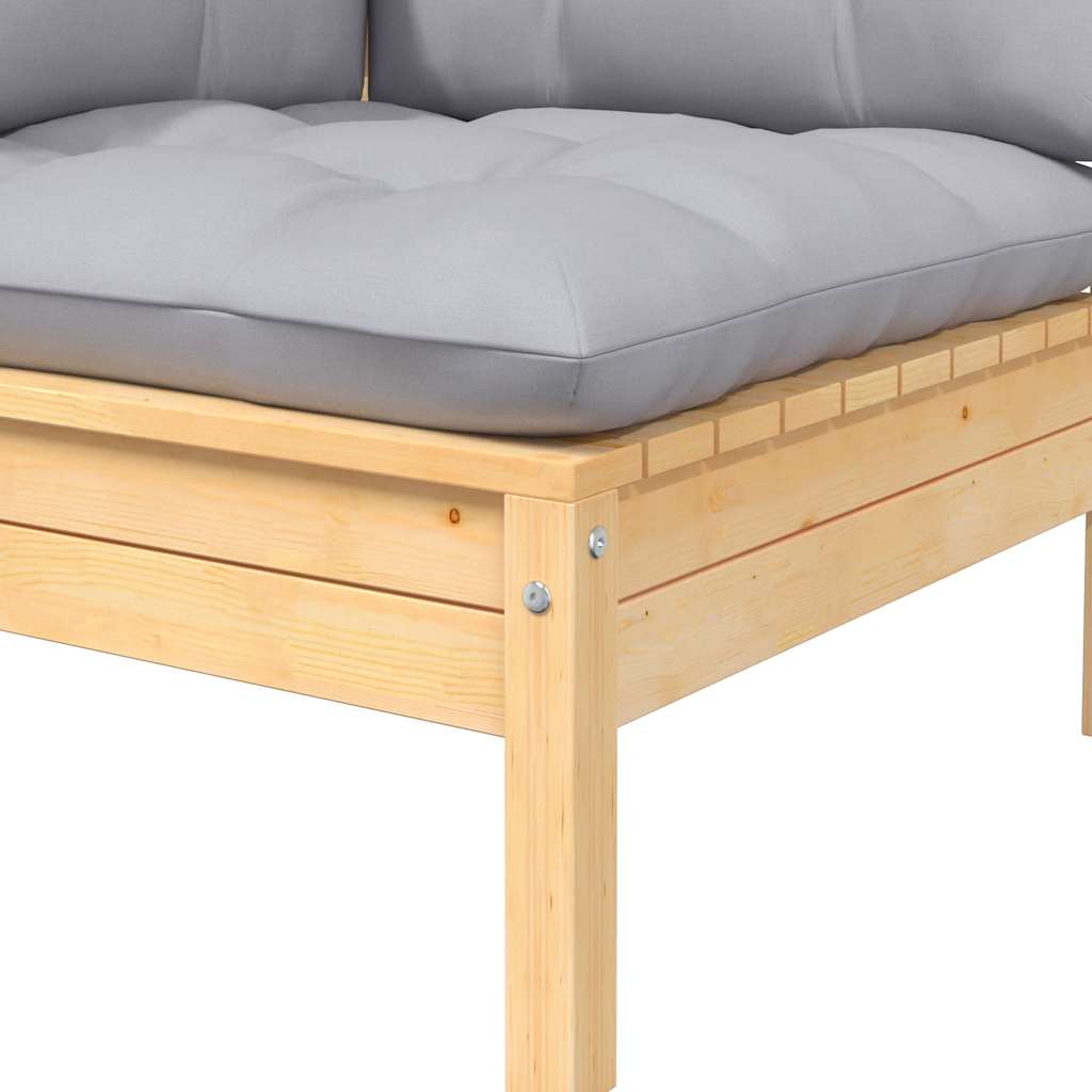 Divano da Giardino a 2 Posti con Cuscini Grigi Massello di Pino cod mxl 73496