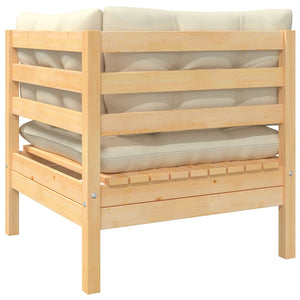 Divano da Giardino a 2 Posti con Cuscini Crema Massello di Pino 806646