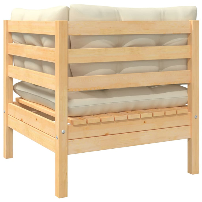 Divano da Giardino a 2 Posti con Cuscini Crema Massello di Pino 806646