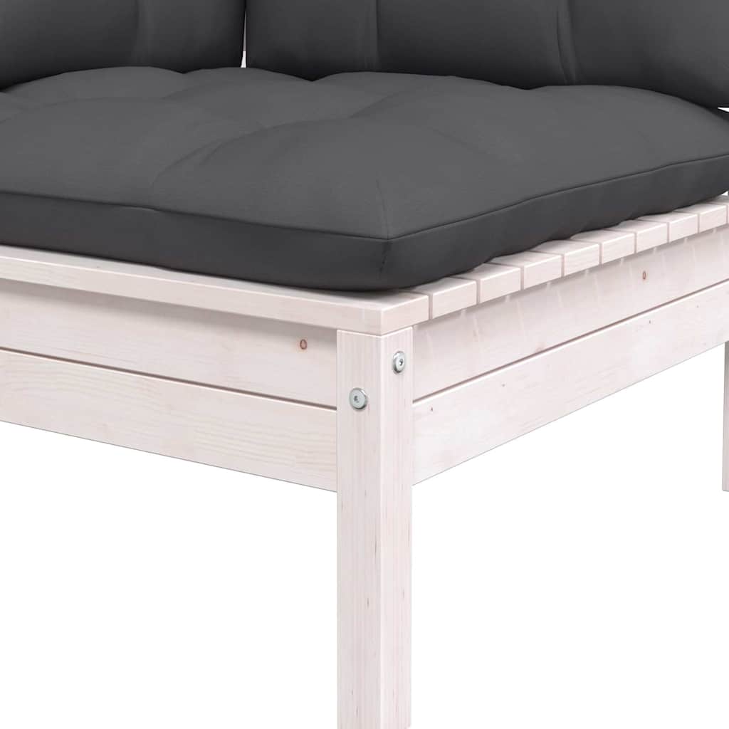 Divano da Giardino a 2 Posti con Cuscini Bianco Legno di Pino 806647