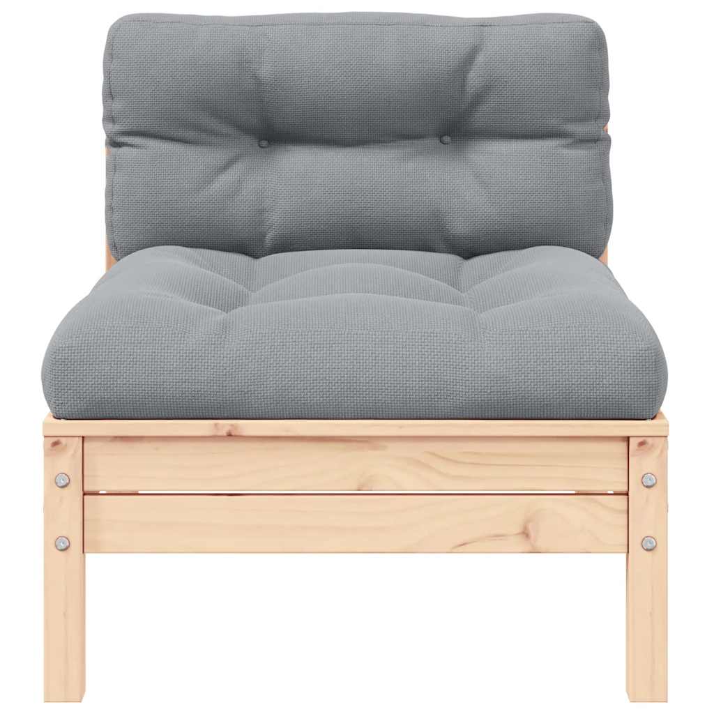 Divano da Giardino a 2 Posti con Cuscini Grigi Massello di Pino 806651