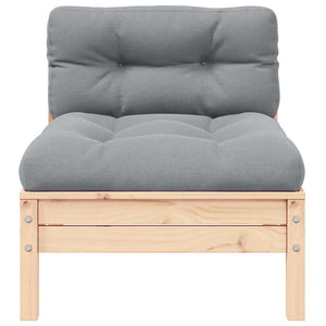 Divano da Giardino a 2 Posti con Cuscini Grigi Massello di Pino 806651