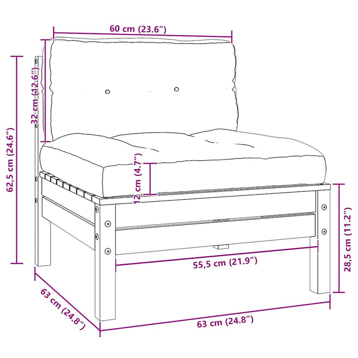 Divano da Giardino a 2 Posti con Cuscini Crema Massello di Pino cod mxl 78584