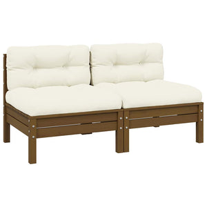 Divano da Giardino a 2 Posti con Cuscini Crema Massello di Pino cod mxl 78328