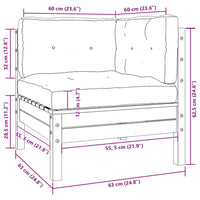 Set Divani da Giardino 3 pz con Cuscini Crema Massello di Pino cod mxl 75446