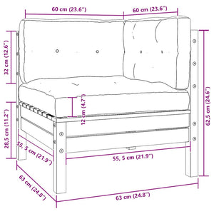 Set Divani da Giardino 3 pz con Cuscini Crema Massello di Pino cod mxl 75446