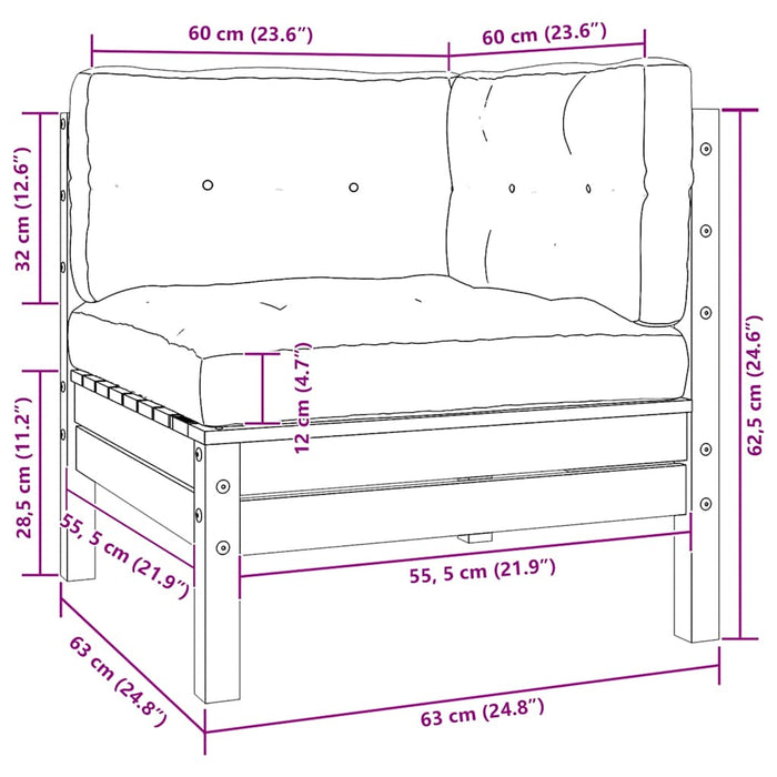 Set Divani da Giardino 3 pz con Cuscini Crema Massello di Pino cod mxl 75446