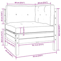 Set Divani da Giardino 3 pz Grigio Cuscini Massello di Pino 806678