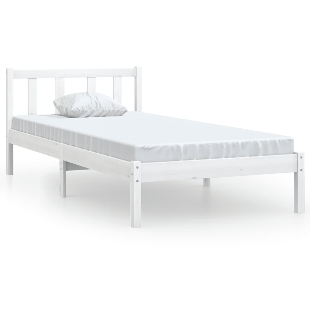 Giroletto-Struttura Letto Bianco in Legno Massello di Pino 100x200 cm 303564