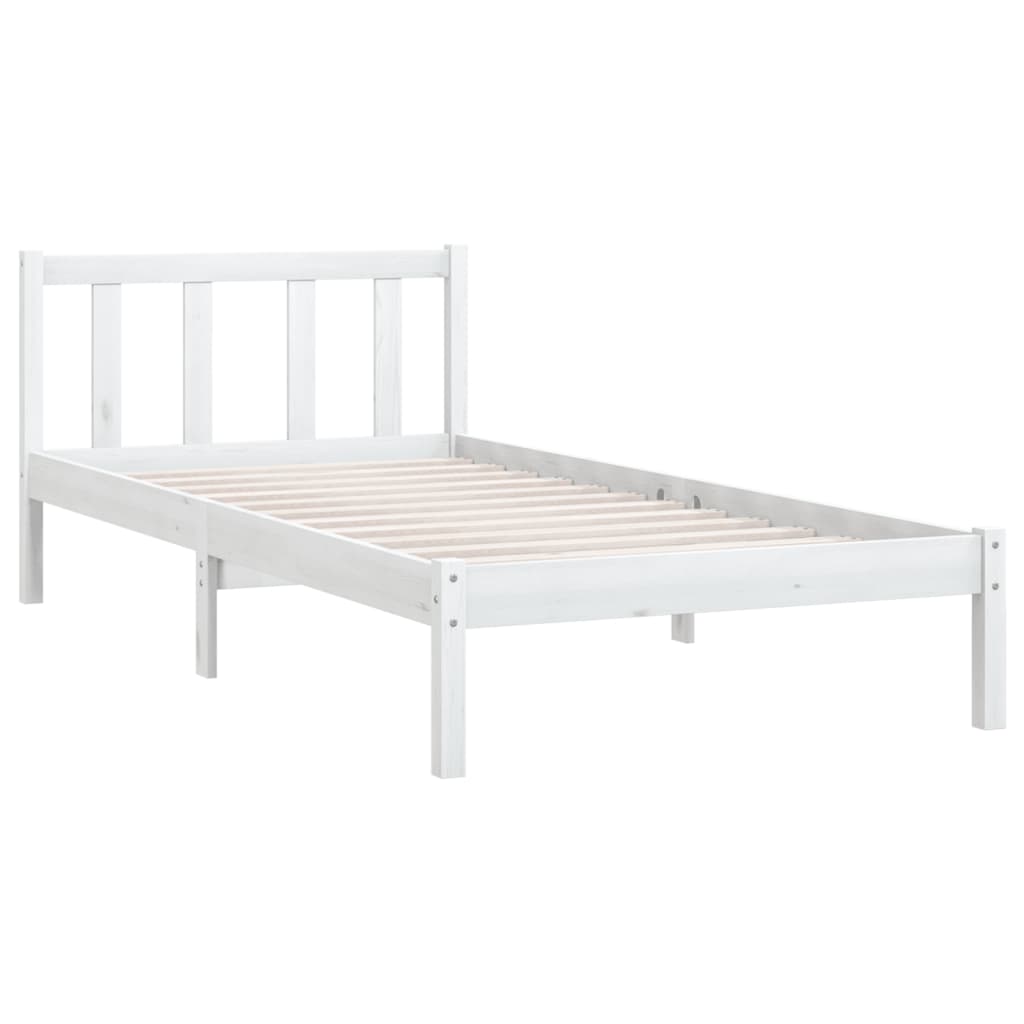 Giroletto-Struttura Letto Bianco in Legno Massello di Pino 100x200 cm 303564