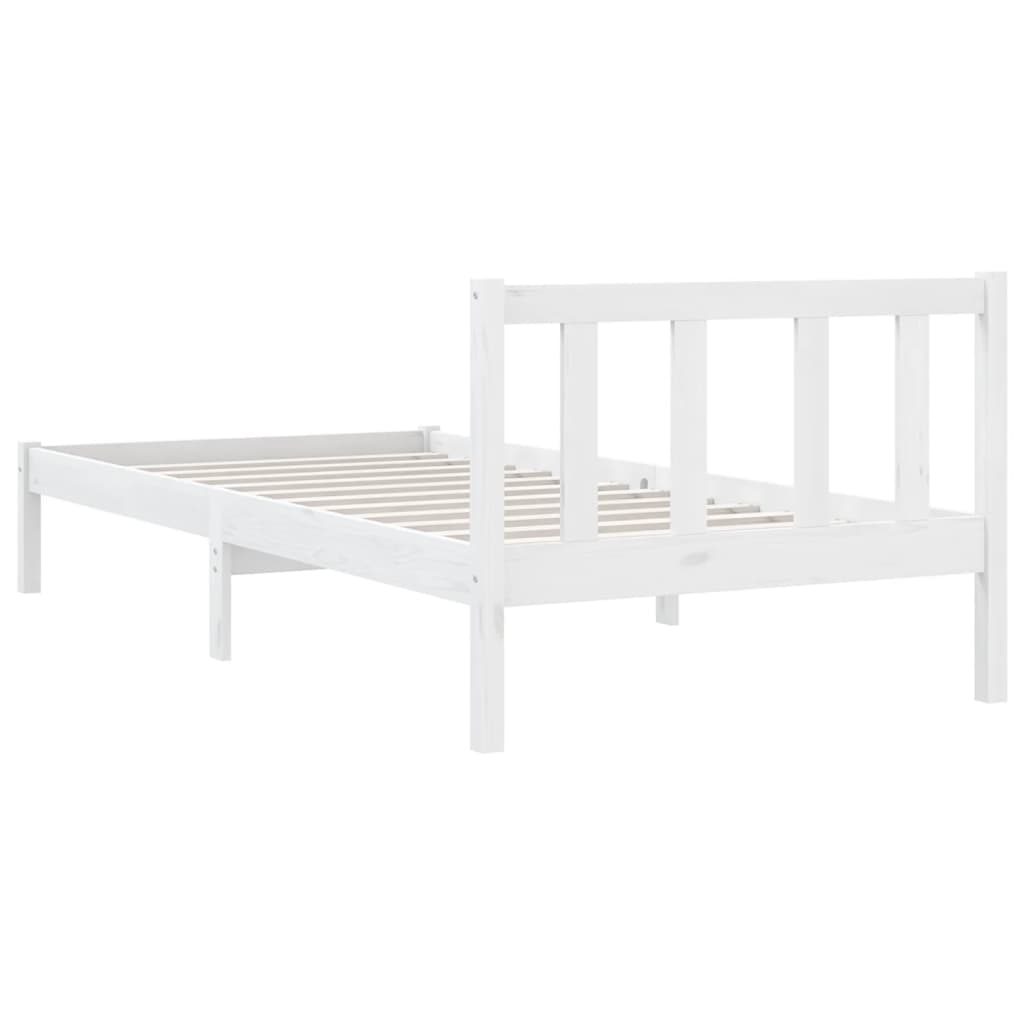 Giroletto-Struttura Letto Bianco in Legno Massello di Pino 100x200 cm 303564