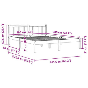 Giroletto Bianco in Legno Massello di Pino 160x200 cm
