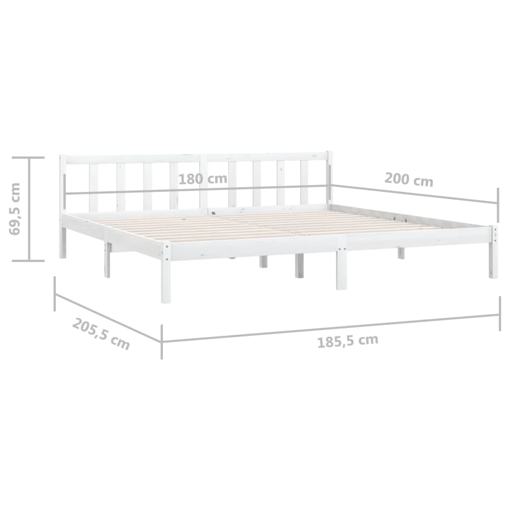 Giroletto-Struttura Letto Bianco in Legno Massello 180x200 cm Super King 481277