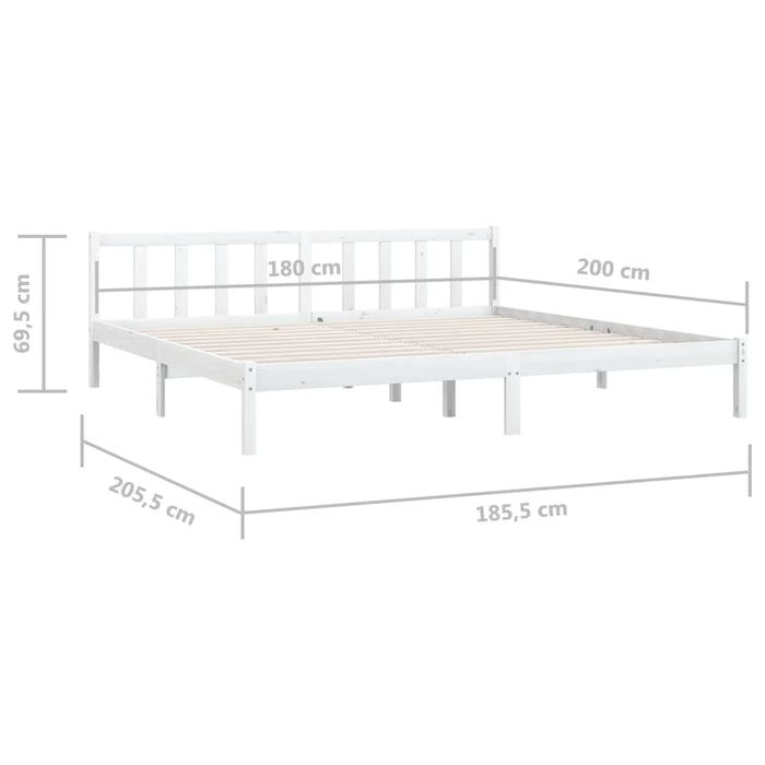 Giroletto-Struttura Letto Bianco in Legno Massello 180x200 cm Super King 481277