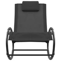 Lettino Prendisole con Cuscino in Acciaio e Textilene Nero cod mxl 23219