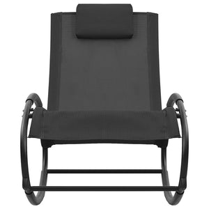 Lettino Prendisole con Cuscino in Acciaio e Textilene Nero cod mxl 23219