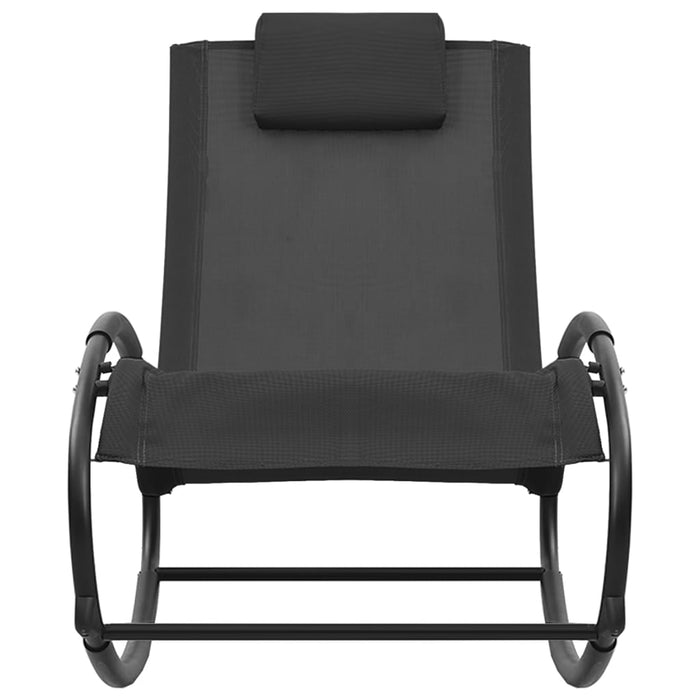 Lettino Prendisole con Cuscino in Acciaio e Textilene Nero cod mxl 23219