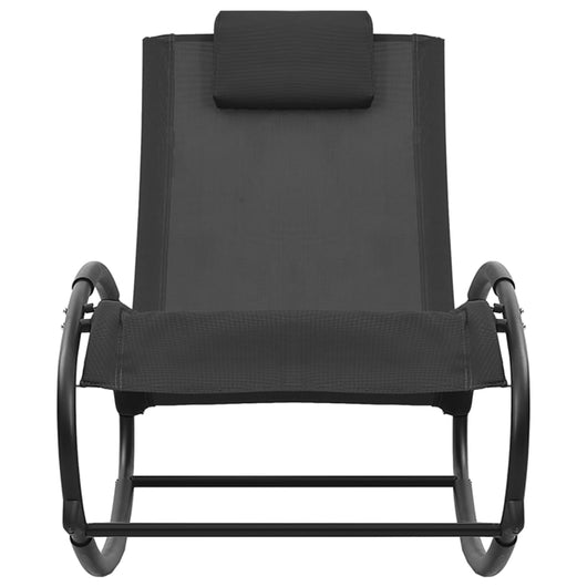 Sdraio sdraio prendisole lettino da giardino terrazzo arredo da esterno con cuscino in acciaio e Textilene nero 02_0012550