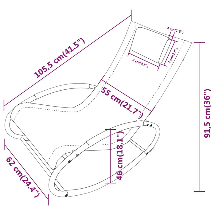 Lettino Prendisole con Cuscino in Acciaio e Textilene Nero cod mxl 23219
