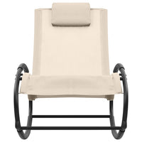 Lettino Prendisole con Cuscino in Acciaio e Textilene Crema cod mxl 23230