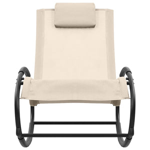 Lettino Prendisole con Cuscino in Acciaio e Textilene Crema cod mxl 23230