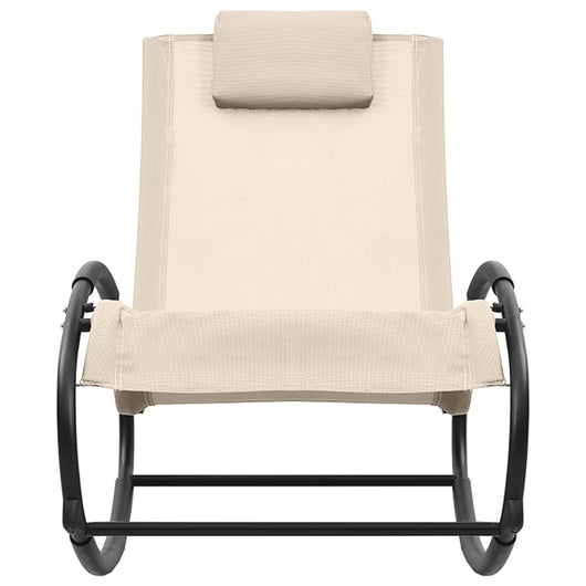 Sdraio lettino da giardino prendisole lettino da giardino terrazza arredo da esterno 105,5 cm con cuscino in acciaio e Textilene crema 02_0012548