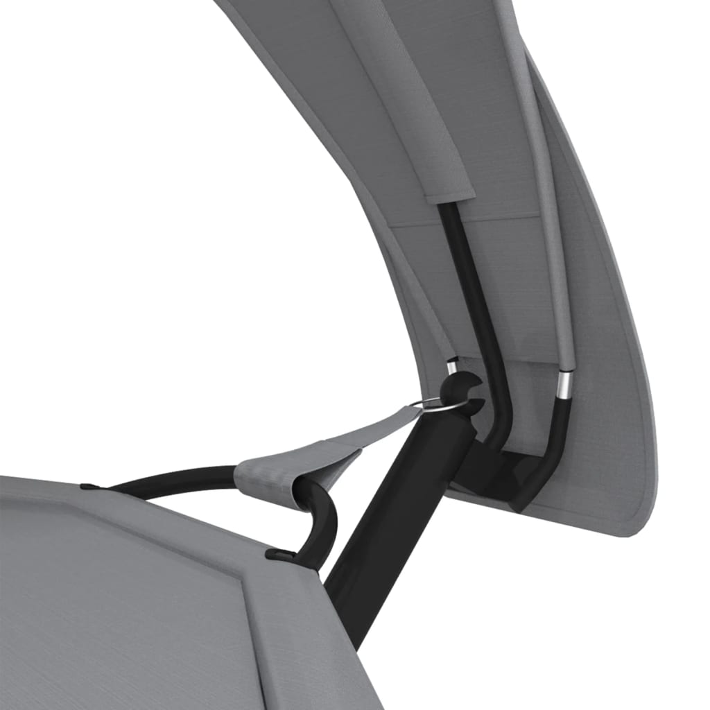 Lettino con Tettuccio Grigio in Acciaio e Tessuto Oxford cod mxl 69428