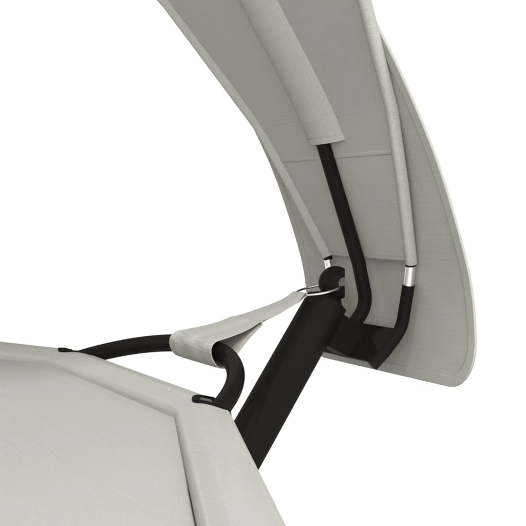 Lettino con Tettuccio Crema in Acciaio e Tessuto Oxford cod mxl 69429