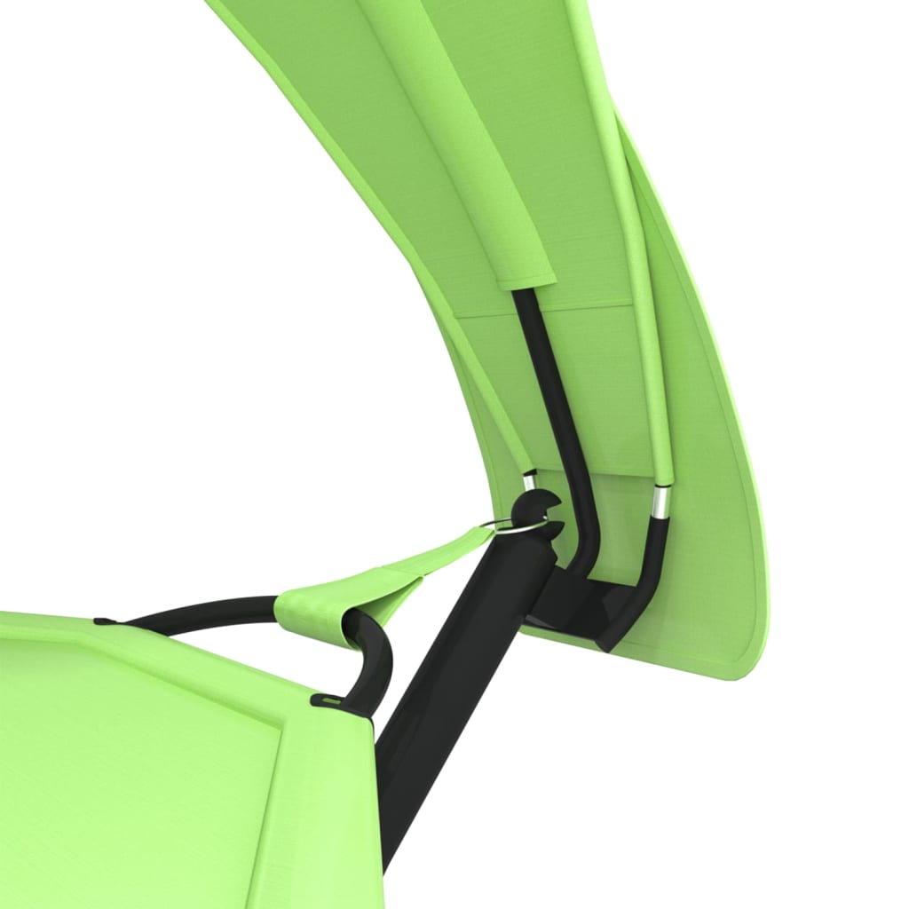 Lettino con Tettuccio Verde in Acciaio e Tessuto Oxford 317602