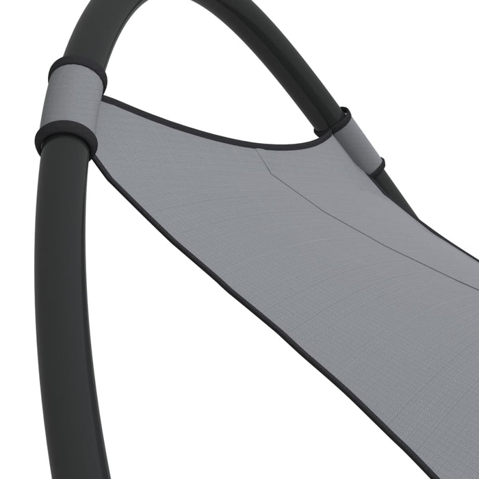 Lettino a Dondolo Prendisole Ruote in Acciaio Textilene Grigio 317604