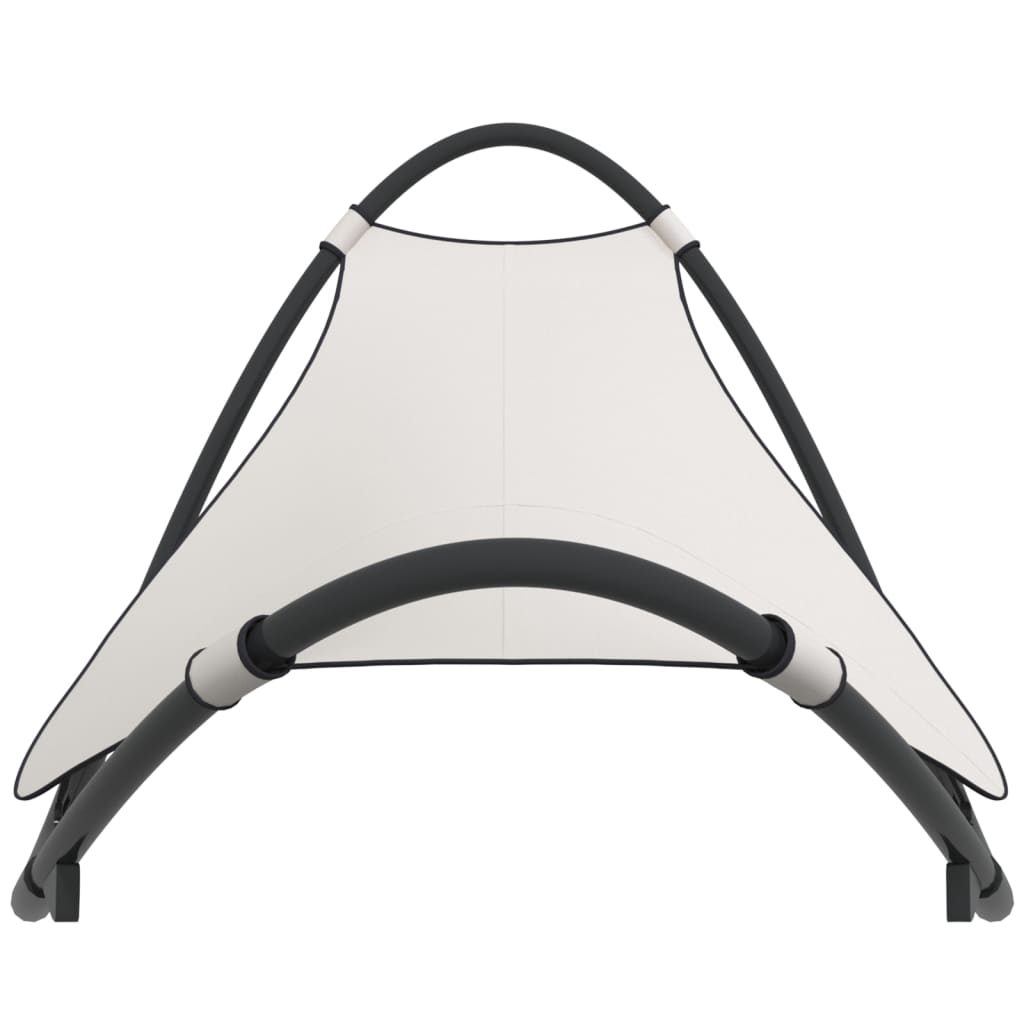 Sedia a sdraio di design lettino da giardino lettino da giardino terrazza mobile a dondolo da esterno con ruote in acciaio e Textilene crema 02_0012961